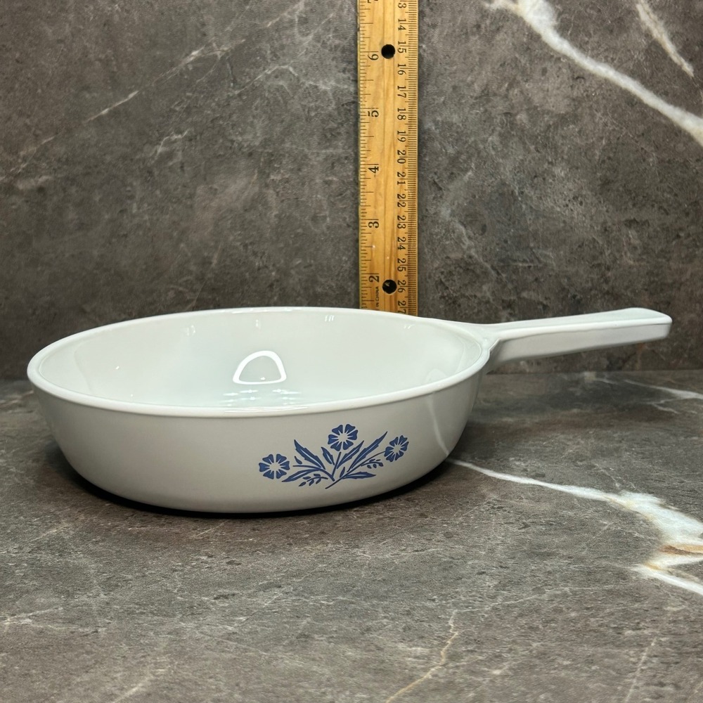 Corning Ware Blue Cornflower 6.5 Inch Skillet P-83-B Vintage White Frying Pan